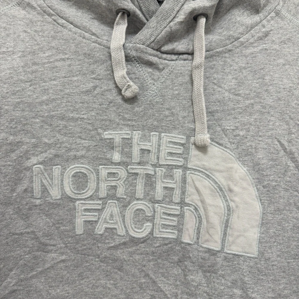 The North Face Mens XL Heather Gray Embroidered Logo Pullover Hoodie Sweatshirt